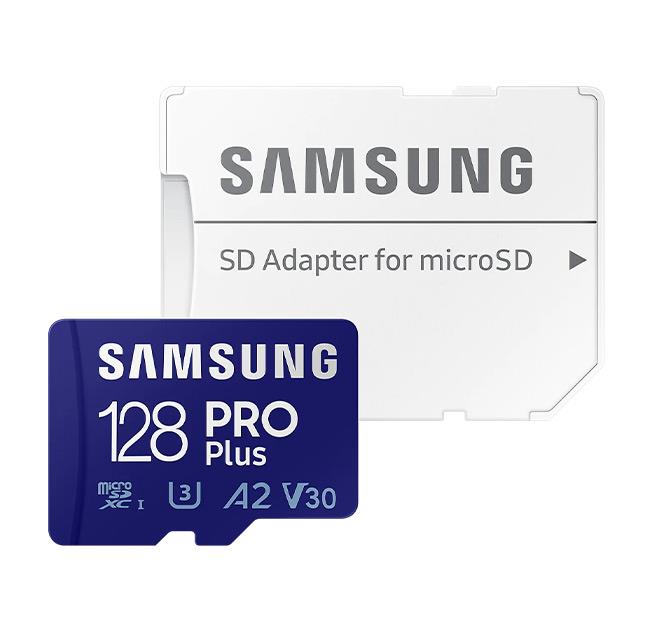 کارت حافظه MicroSDXC سامسونگ مدل PRO Plus UHS-I U3 A2 V30 همراه با آداپتور SD ظرفیت 128 گیگابایت